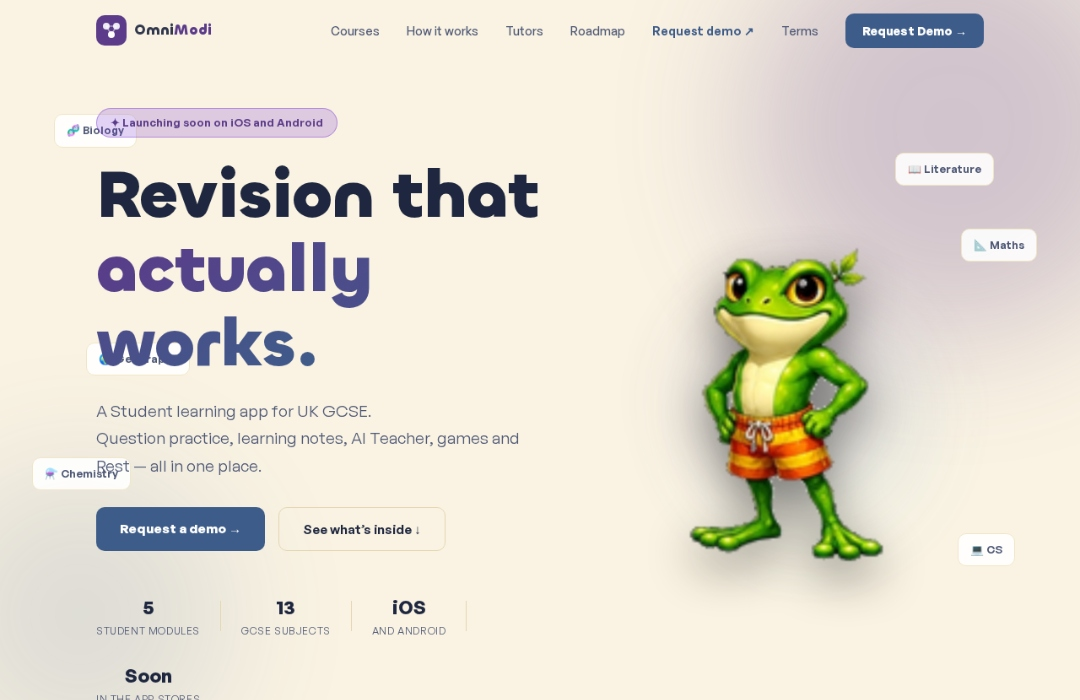 Screenshot of the OmniModi revision platform
